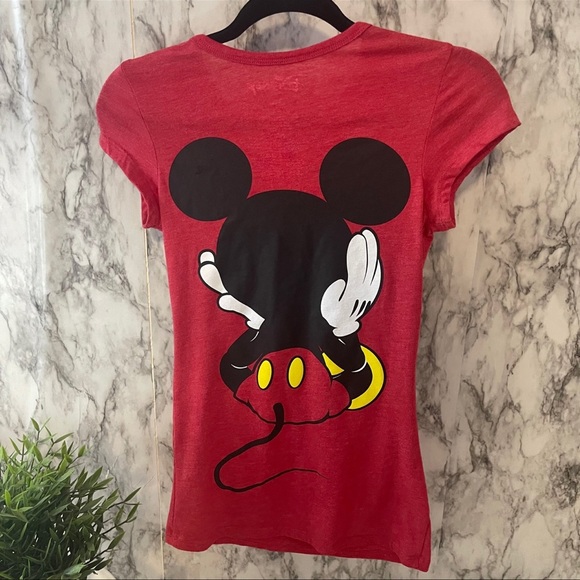 Disney Mickey back and front t-shirt red small womens branded top red - Picture 4 of 4
